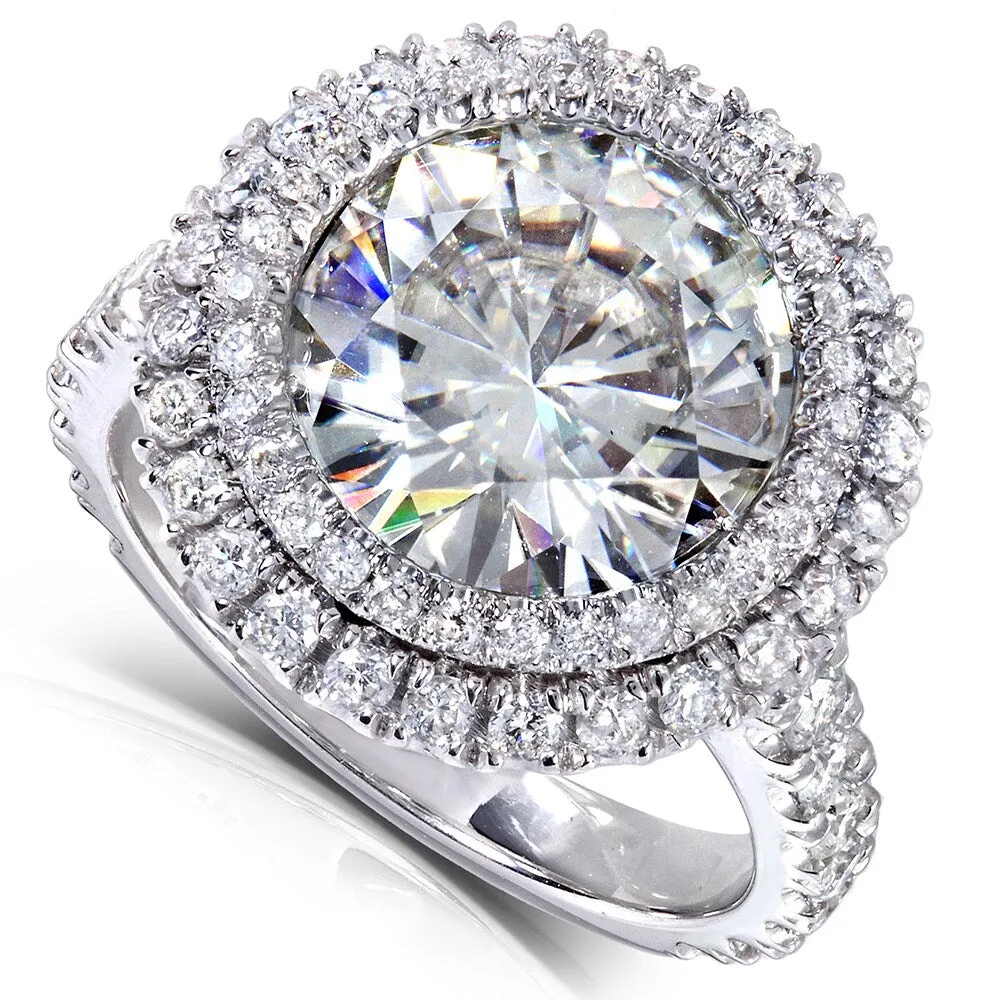 Annello by Kobelli 14k White Gold 5 7/8ct TGW Large Moissanite and Diamond Round Double Halo Statement Ring sold by Zulily product image thumbnail 2