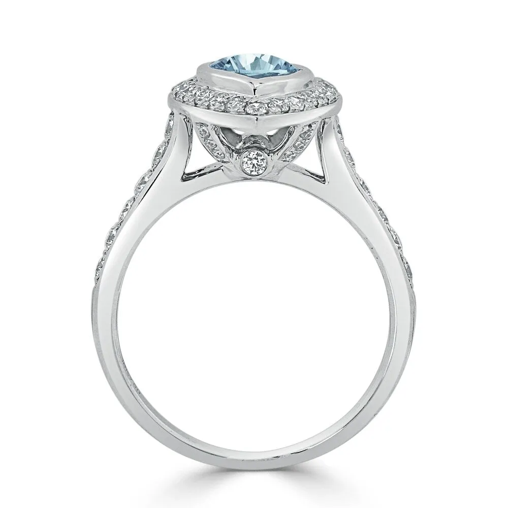 Auriya 9/10ct Pear Shape Aquamarine Halo Diamond Engagement Ring 5/8ctw 18K Gold sold by Zulily product image thumbnail 4