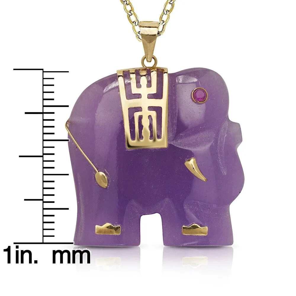 Curata 14k Yellow Gold 18" Lavendar Jade or Blue Lapis Good Luck Elephant Necklace (22mm x 30mm) sold by Zulily product image thumbnail 3