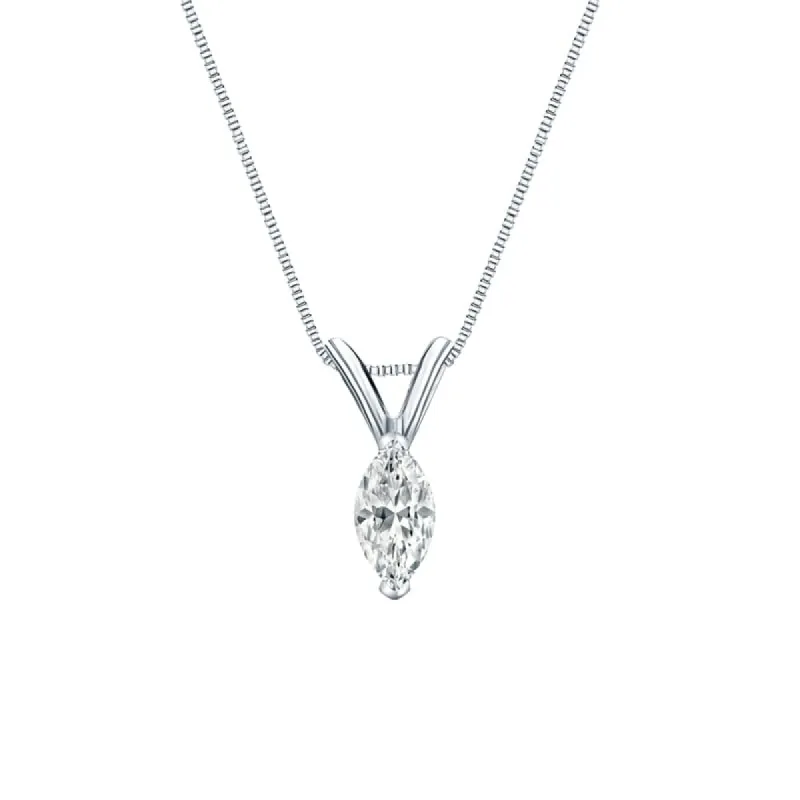 Auriya 18-karat Gold 0.25ctw Marquise Solitaire Lab Grown Diamond Necklace V-End Prong (H-I VS) - 0.25 sold by Zulily