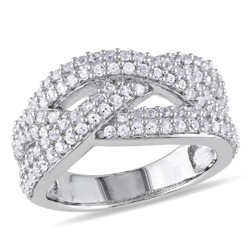 Miadora 1 1/4ct TGW Created White Sapphire Braided Ring in Sterling Silver sold by Zulily