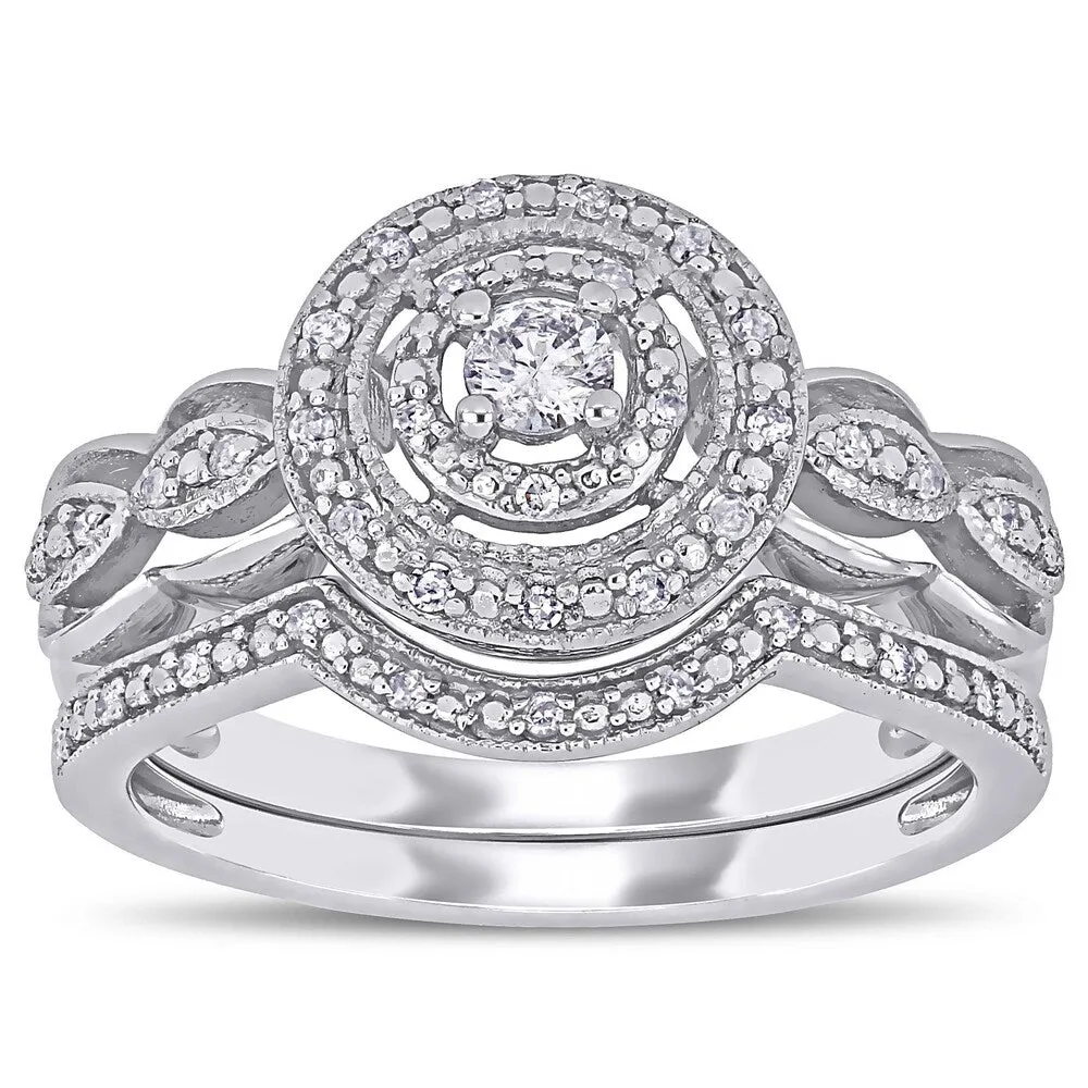 1/4ct TDW Diamond Infinity Halo Bridal Set in 10k White Gold by Miadora sold by Zulily product image thumbnail 3