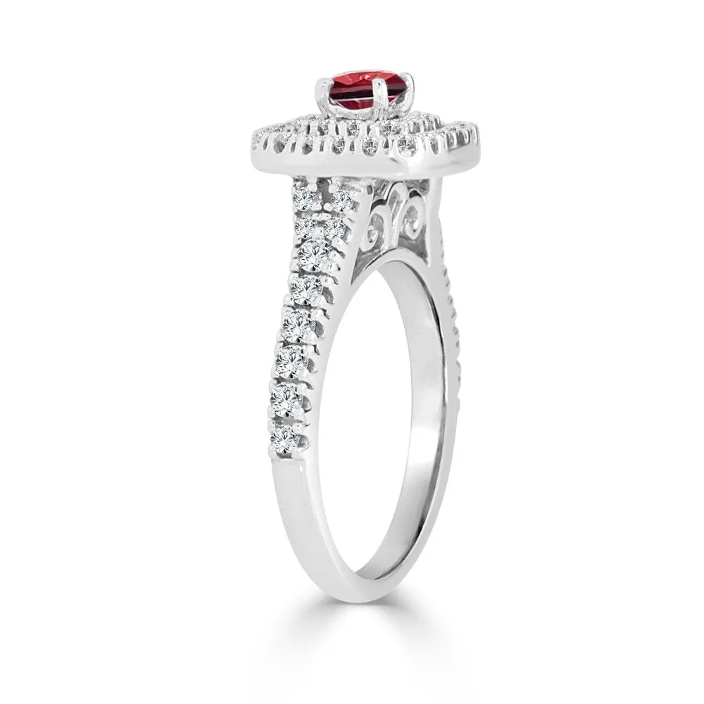 Auriya 14k Gold 2/5ct Ruby and 3/5ct TDW Round Diamond Double Halo Engagement Ring sold by Zulily product image thumbnail 5