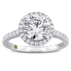 Created Forever 2 3/8ct TDW Lab-Grown Diamond and Tsavorite Accent Engagement Ring in 14k White Gold sold by Zulily