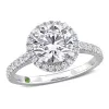 Created Forever 2 3/8ct TDW Lab-Grown Diamond and Tsavorite Accent Engagement Ring in 14k White Gold sold by Zulily