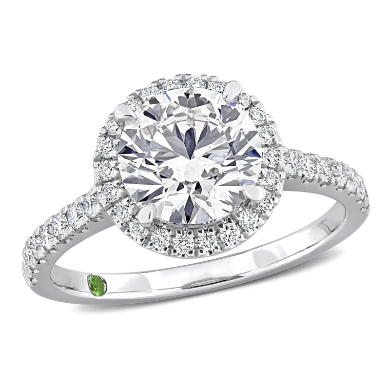 Created Forever 2 3/8ct TDW Lab-Grown Diamond and Tsavorite Accent Engagement Ring in 14k White Gold sold by Zulily