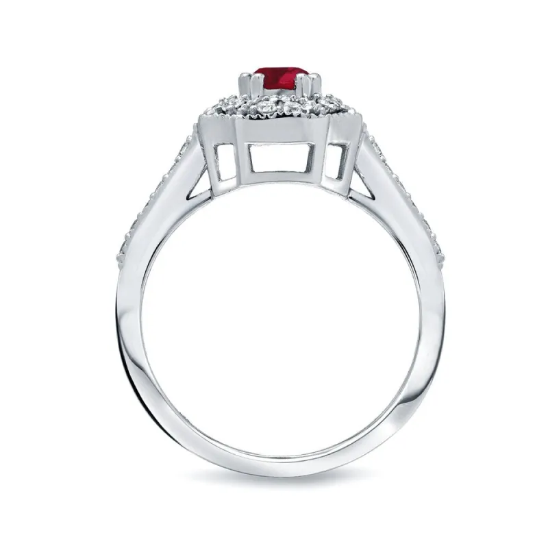 14k Gold 1/2ct Ruby and 1/3ct TDW Diamond Cluster Engagement Ring by Auriya sold by Zulily
