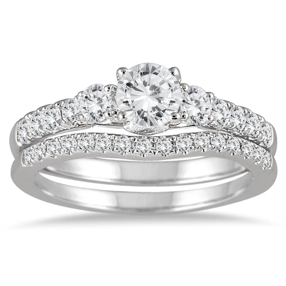 1 1/10 Carat TW Diamond Bridal Set in 14K White Gold sold by Zulily