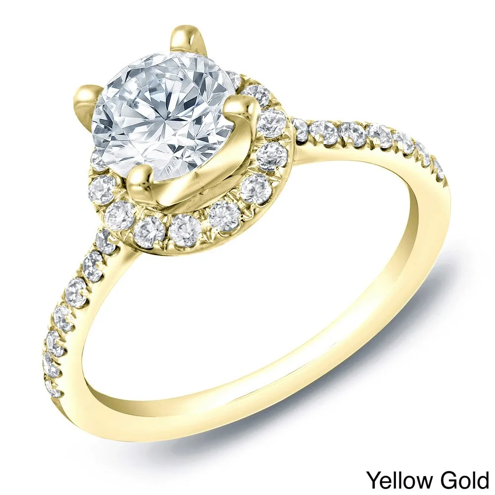 Auriya 14k Gold 1 1/2ctw Round Halo Diamond Engagement Ring Certified sold by Zulily product image thumbnail 2
