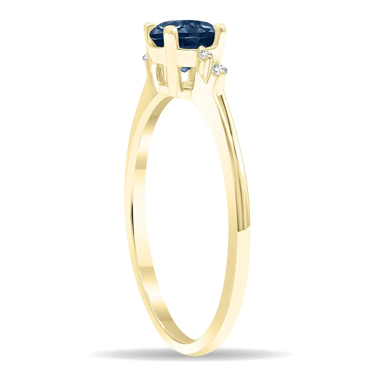 Women's Round Shaped Sapphire and Diamond Sparkle Ring in 10K Yellow Gold sold by Zulily product image thumbnail 2