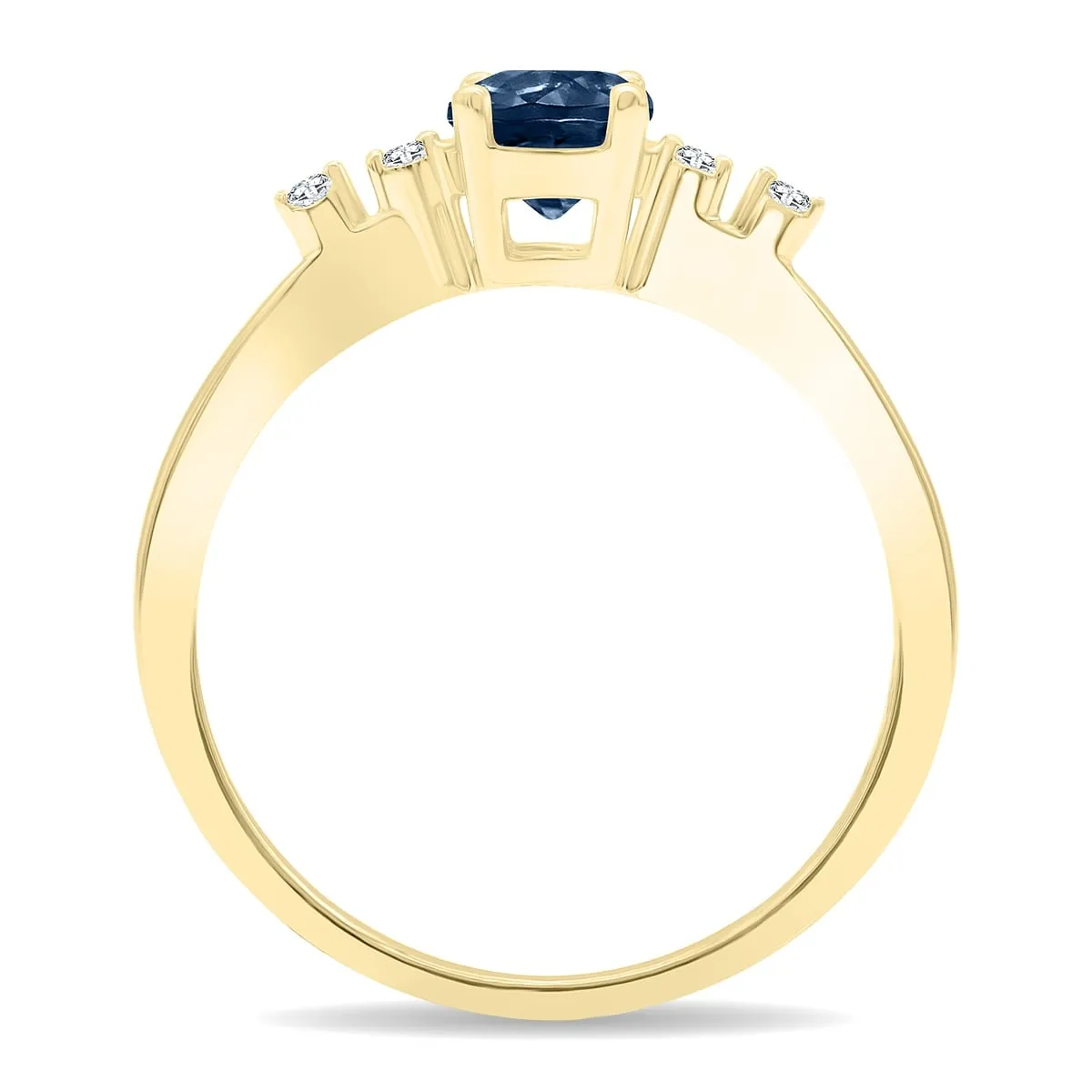 Women's Round Shaped Sapphire and Diamond Sparkle Ring in 10K Yellow Gold sold by Zulily product image thumbnail 3