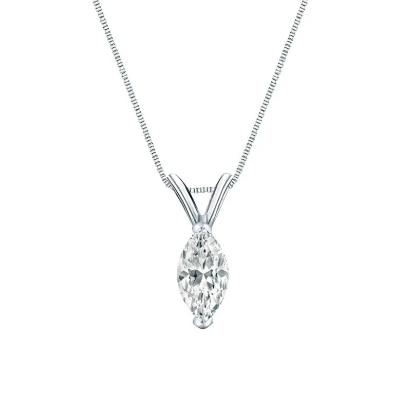 Auriya 18-karat Gold 0.50ctw Marquise Solitaire Lab Grown Diamond Necklace V-End Prong (H-I VS) - 0.5 made by Zulily