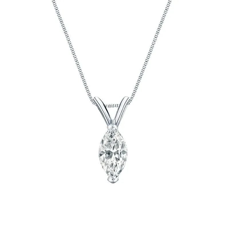 Auriya 18-karat Gold 0.50ctw Marquise Solitaire Lab Grown Diamond Necklace V-End Prong (H-I VS) - 0.5 sold by Zulily