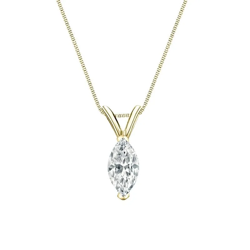 Auriya 18-karat Gold 0.50ctw Marquise Solitaire Lab Grown Diamond Necklace V-End Prong (H-I VS) - 0.5 sold by Zulily product image thumbnail 2