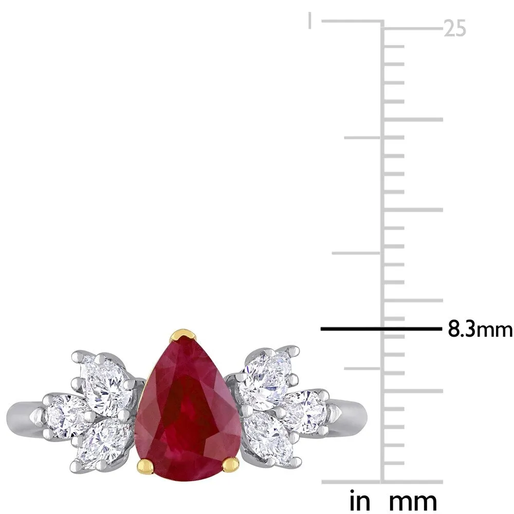 Miadora 14k White and Yellow Gold Ruby and 1/2ct TDW Diamond Floral-Inspired Engagement Ring sold by Zulily product image thumbnail 4