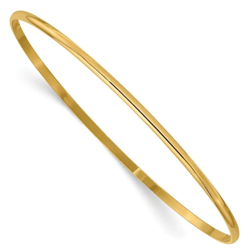 Curata 14k Yellow Gold Solid 2mm Polished Half-Round Slip-On Bangle Bracelet sold by Zulily