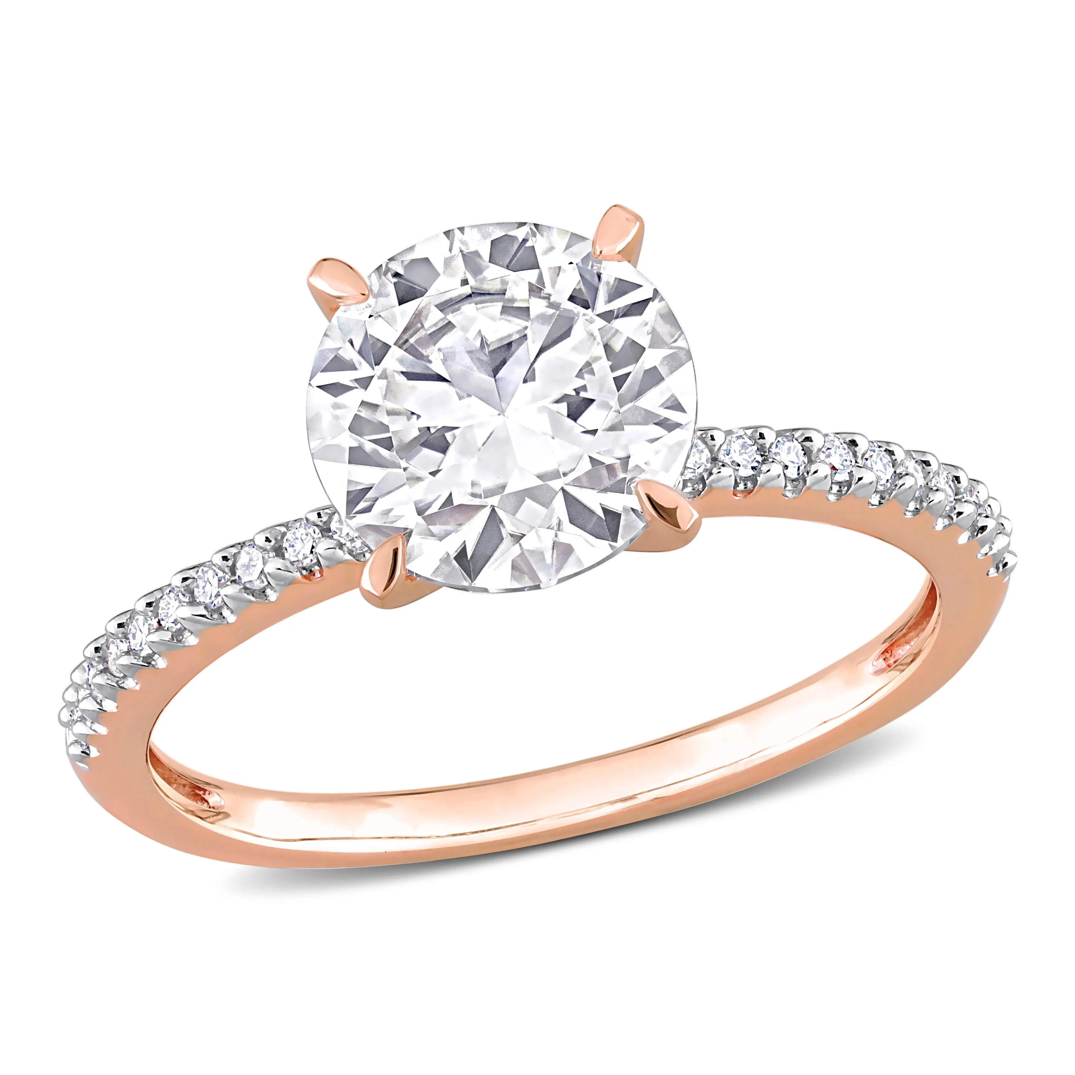 Miadora 1 4/5ct DEW Created Moissanite and 1/10ct TDW Diamond Engagement Ring in 14k Rose Gold sold by Zulily