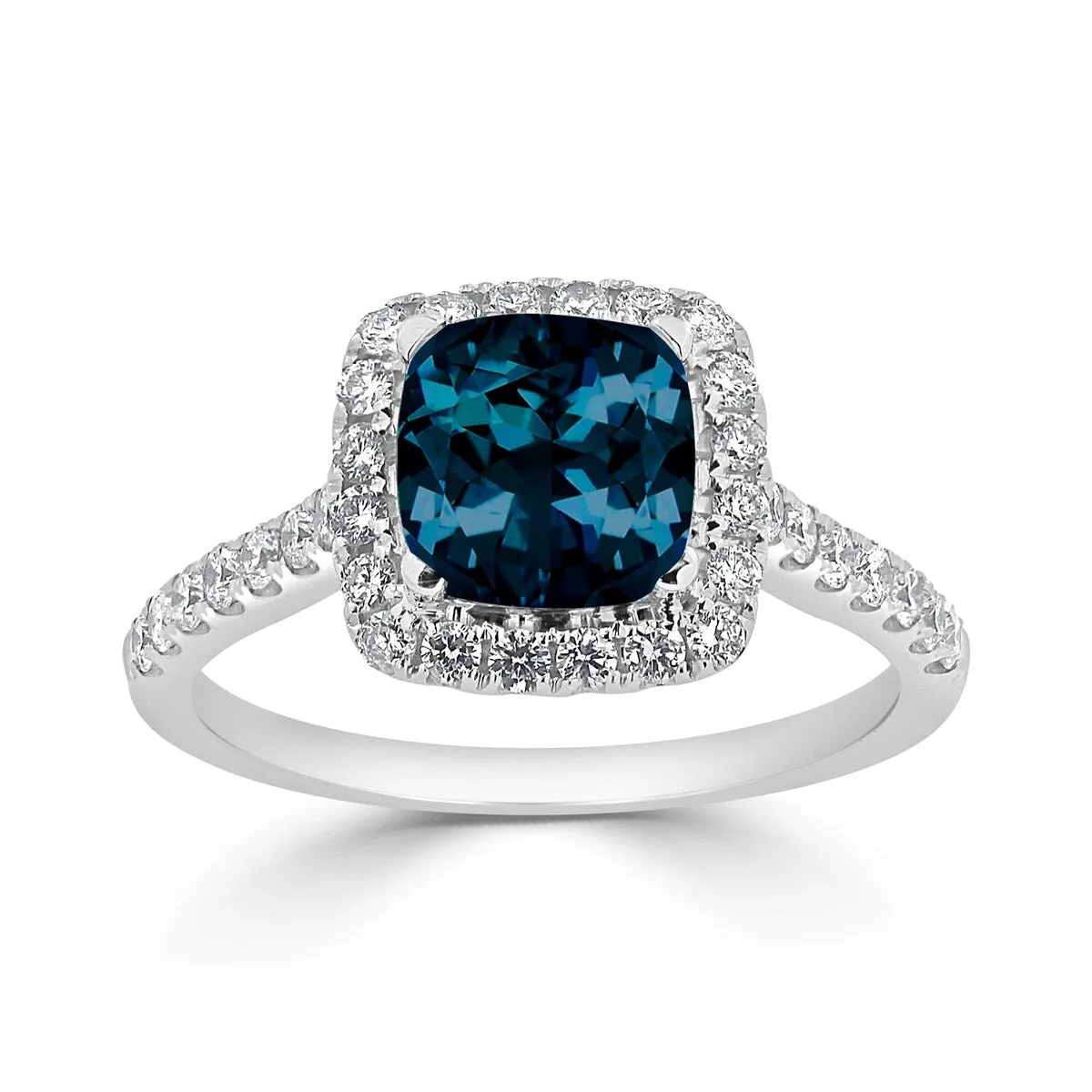 Auriya 1 1/4ct Cushion-cut London Blue Topaz and Halo Diamond Engagement Ring 1/2cttw 14k Gold sold by Zulily product image thumbnail 3