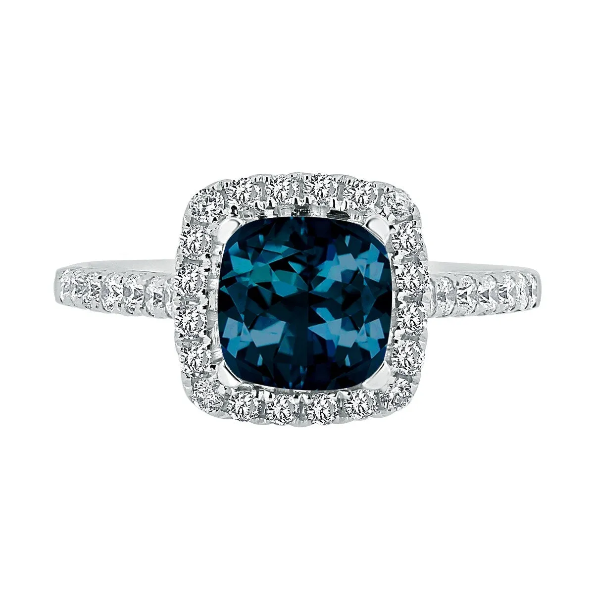 Auriya 1 1/4ct Cushion-cut London Blue Topaz and Halo Diamond Engagement Ring 1/2cttw 14k Gold sold by Zulily product image thumbnail 2