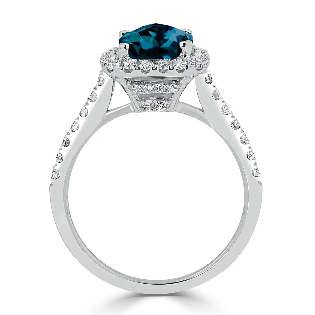Auriya 1 1/4ct Cushion-cut London Blue Topaz and Halo Diamond Engagement Ring 1/2cttw 14k Gold sold by Zulily product image thumbnail 5
