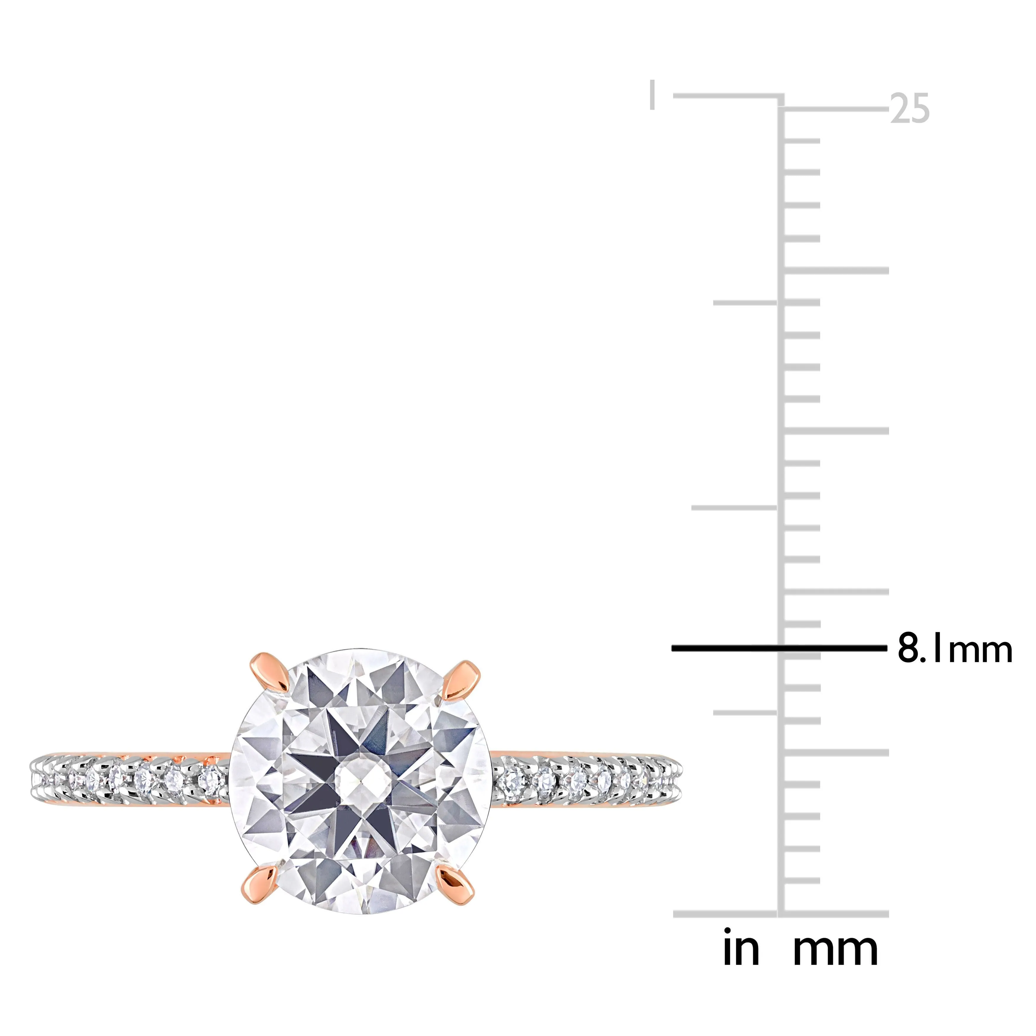Miadora 1 4/5ct DEW Created Moissanite and 1/10ct TDW Diamond Engagement Ring in 14k Rose Gold sold by Zulily product image thumbnail 3