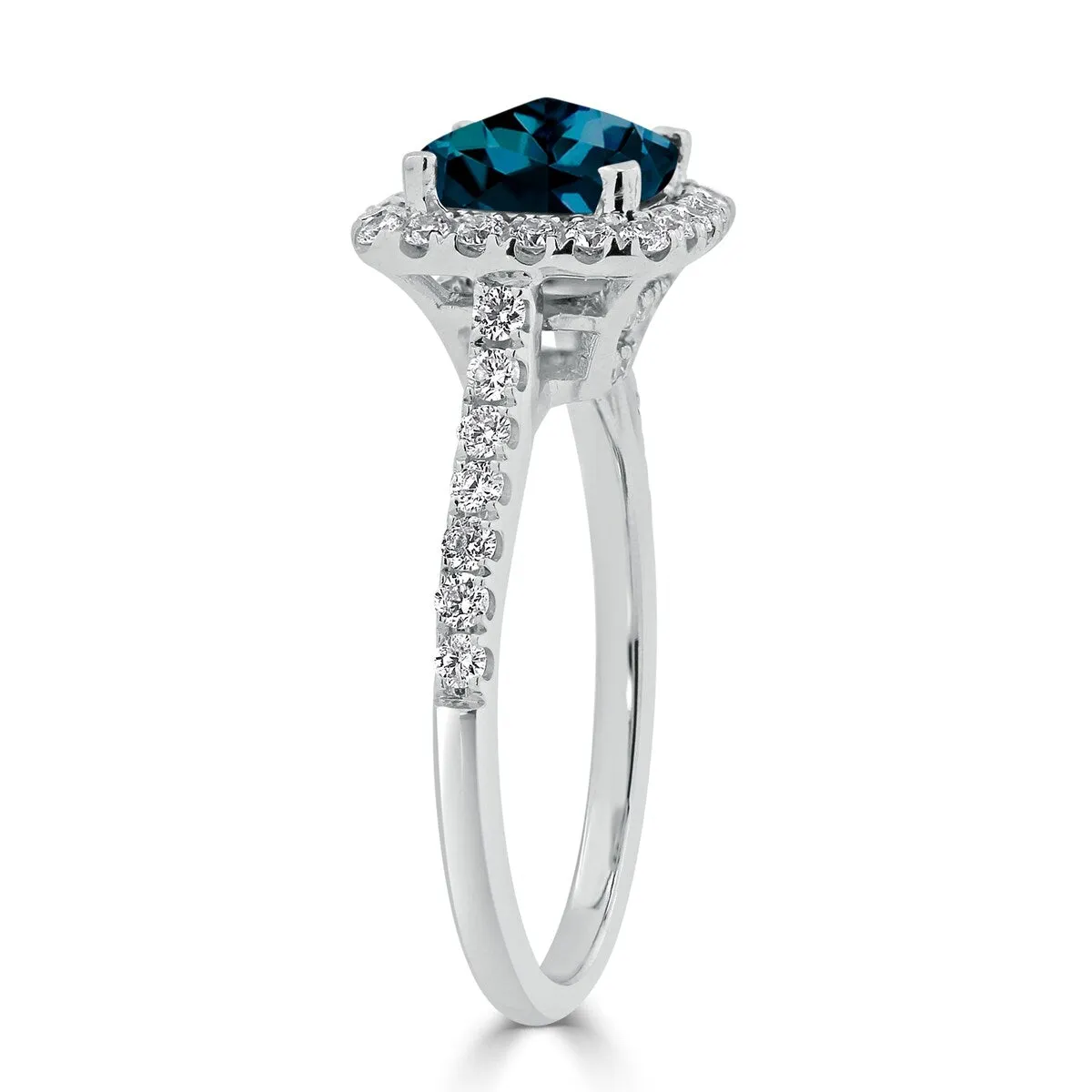 Auriya 1 1/4ct Cushion-cut London Blue Topaz and Halo Diamond Engagement Ring 1/2cttw 14k Gold sold by Zulily product image thumbnail 4