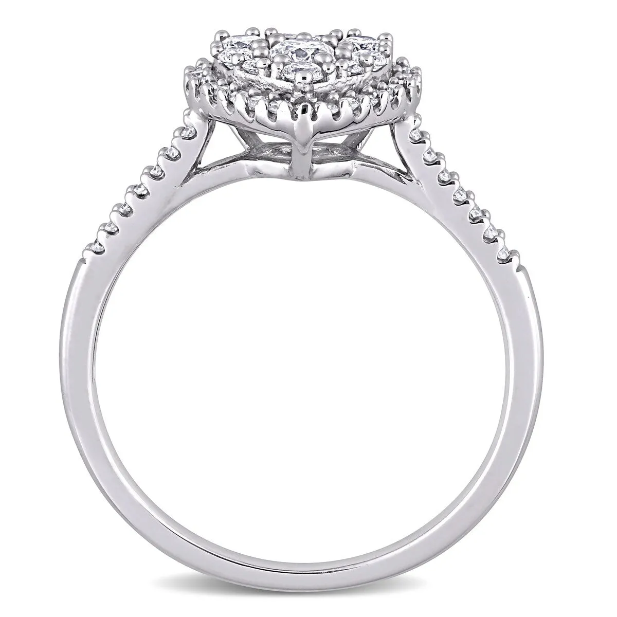 Miadora 10k White Gold 1/2ct TDW Diamond Composite Heart Halo Engagement Ring sold by Zulily product image thumbnail 3