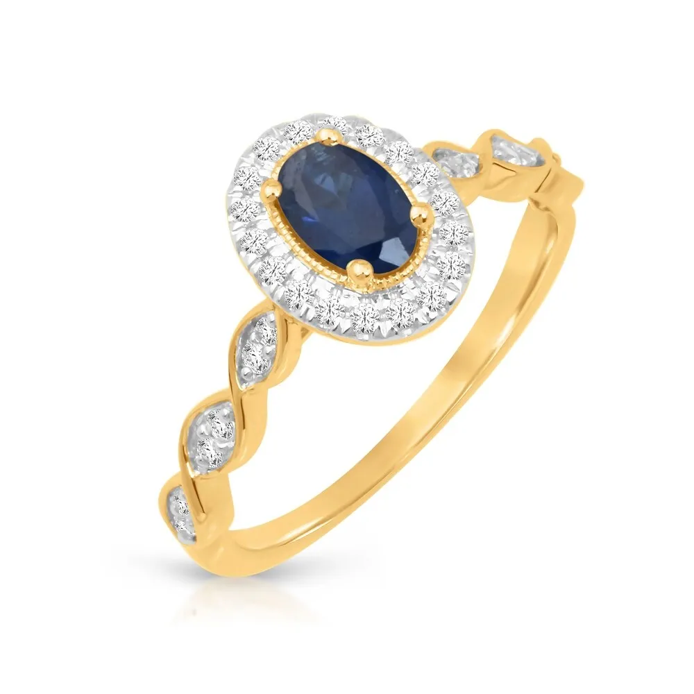 1/5ct TDW Diamond Halo Gemstone Ring in 10k Yellow Gold sold by Zulily product image thumbnail 2