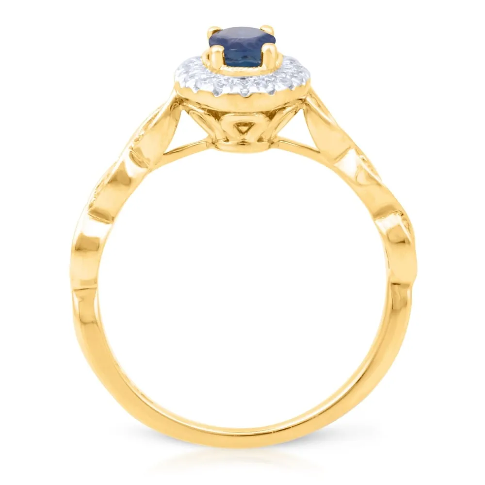 1/5ct TDW Diamond Halo Gemstone Ring in 10k Yellow Gold sold by Zulily product image thumbnail 3