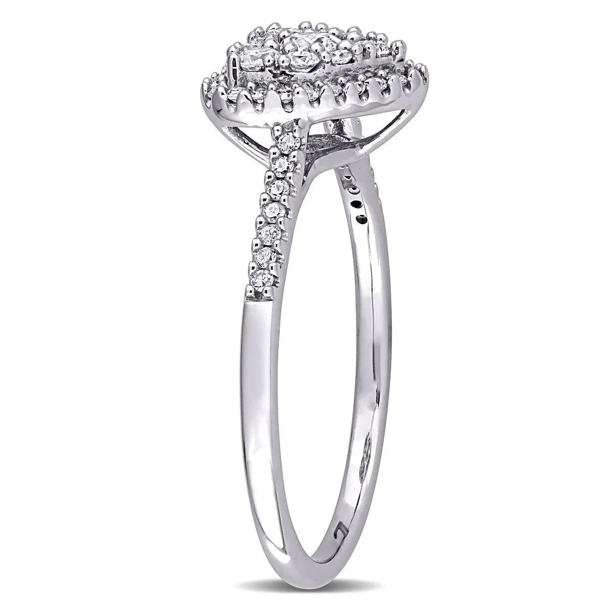 Miadora 10k White Gold 1/2ct TDW Diamond Composite Heart Halo Engagement Ring sold by Zulily product image thumbnail 2