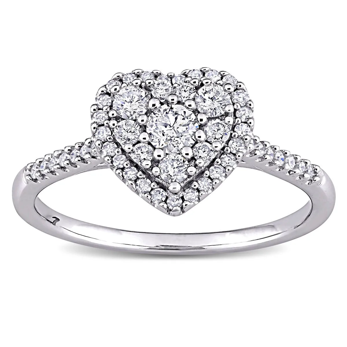 Miadora 10k White Gold 1/2ct TDW Diamond Composite Heart Halo Engagement Ring sold by Zulily