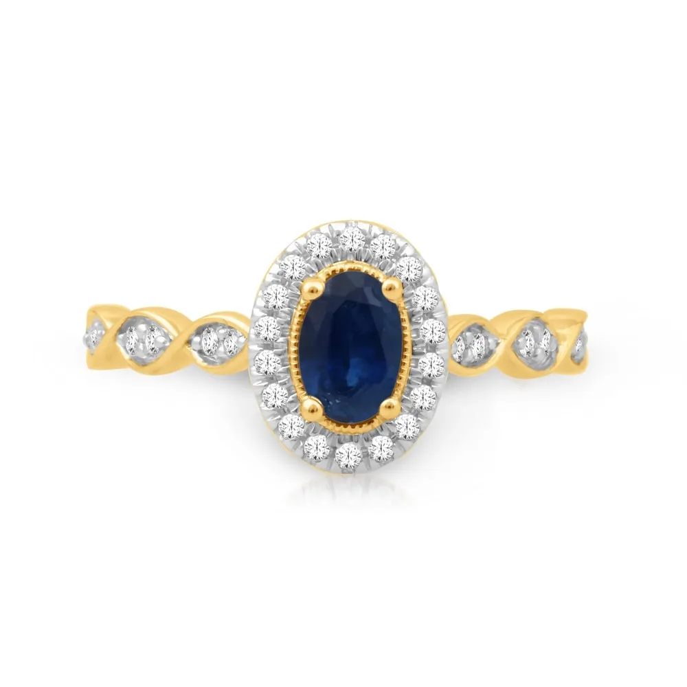 1/5ct TDW Diamond Halo Gemstone Ring in 10k Yellow Gold sold by Zulily product image thumbnail 4