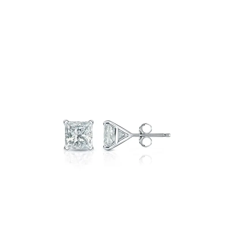 Auriya 18-karat Gold Lab Grown 0.90 carat TDW Princess Diamond Stud Earrings 4-Prong Martini Push-back sold by Zulily product image thumbnail 5
