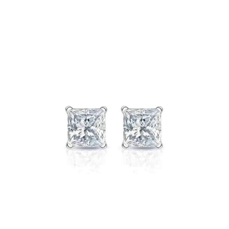 Auriya 18-karat Gold Lab Grown 0.90 carat TDW Princess Diamond Stud Earrings 4-Prong Martini Push-back sold by Zulily product image thumbnail 2