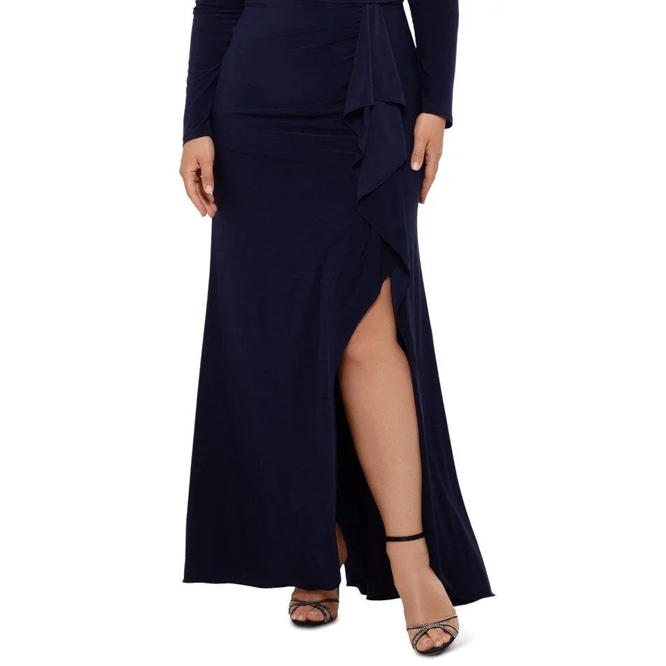 Betsy & Adam Women's V Neck Gown With Matching Mask Blue Size Petite Small sold by Zulily product image thumbnail 3