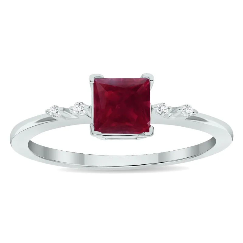 Women's Ruby and Diamond Sparkle Ring in 10K White Gold sold by Zulily