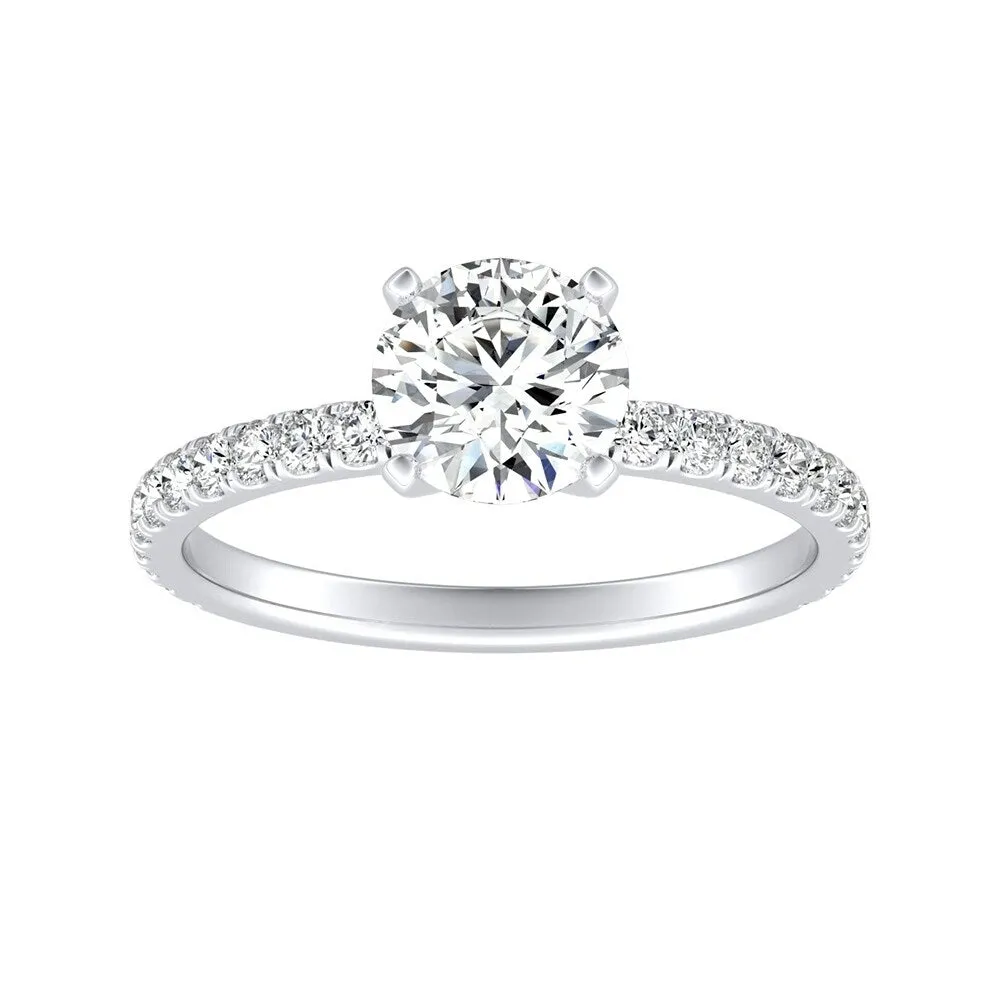Auriya 14k Gold Classic 1ct Moissanite and Diamond Engagement Ring 1/3ctw sold by Zulily product image thumbnail 2