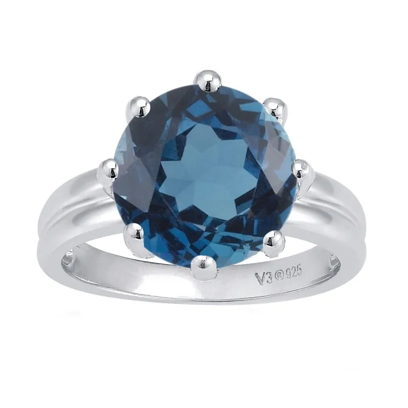 4.25CT Natural London Blue Topaz Sterling Silver Solitaire Ring sold by Zulily