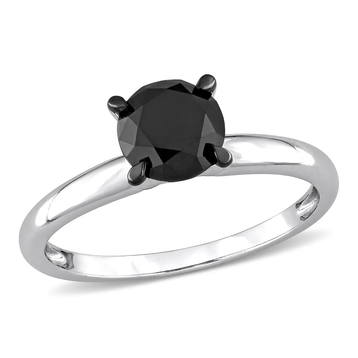 Miadora 1 1/2ct TDW Black Diamond Solitaire Engagement Ring in 14k White Gold sold by Zulily product image thumbnail 2