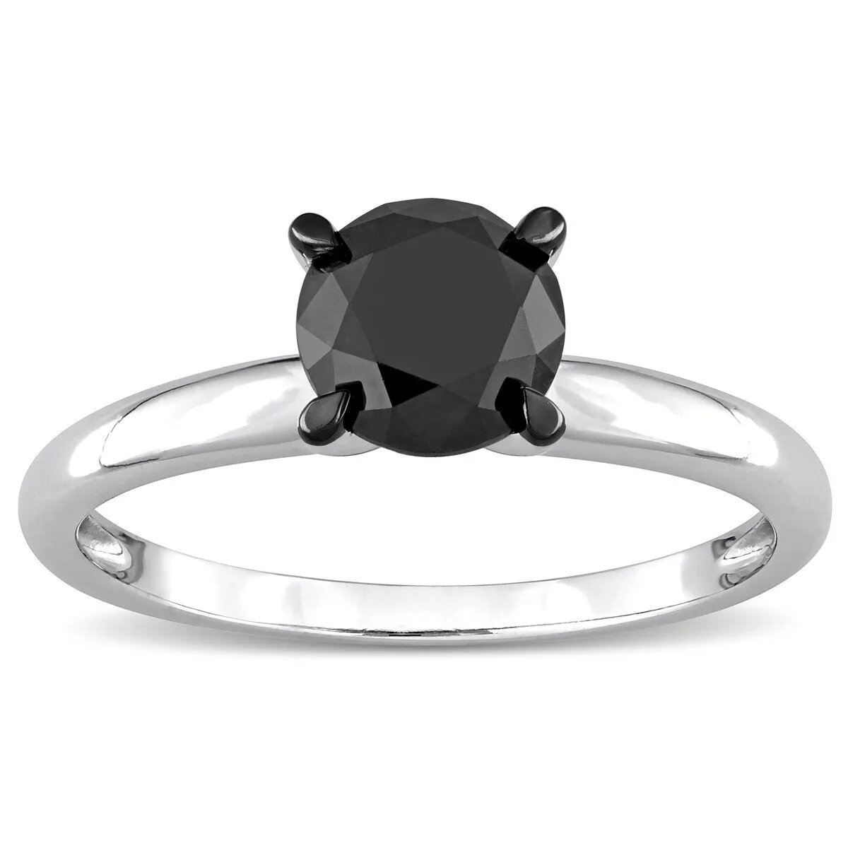 Miadora 1 1/2ct TDW Black Diamond Solitaire Engagement Ring in 14k White Gold sold by Zulily product image thumbnail 3