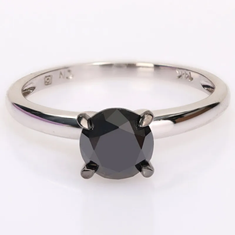 Miadora 1 1/2ct TDW Black Diamond Solitaire Engagement Ring in 14k White Gold sold by Zulily