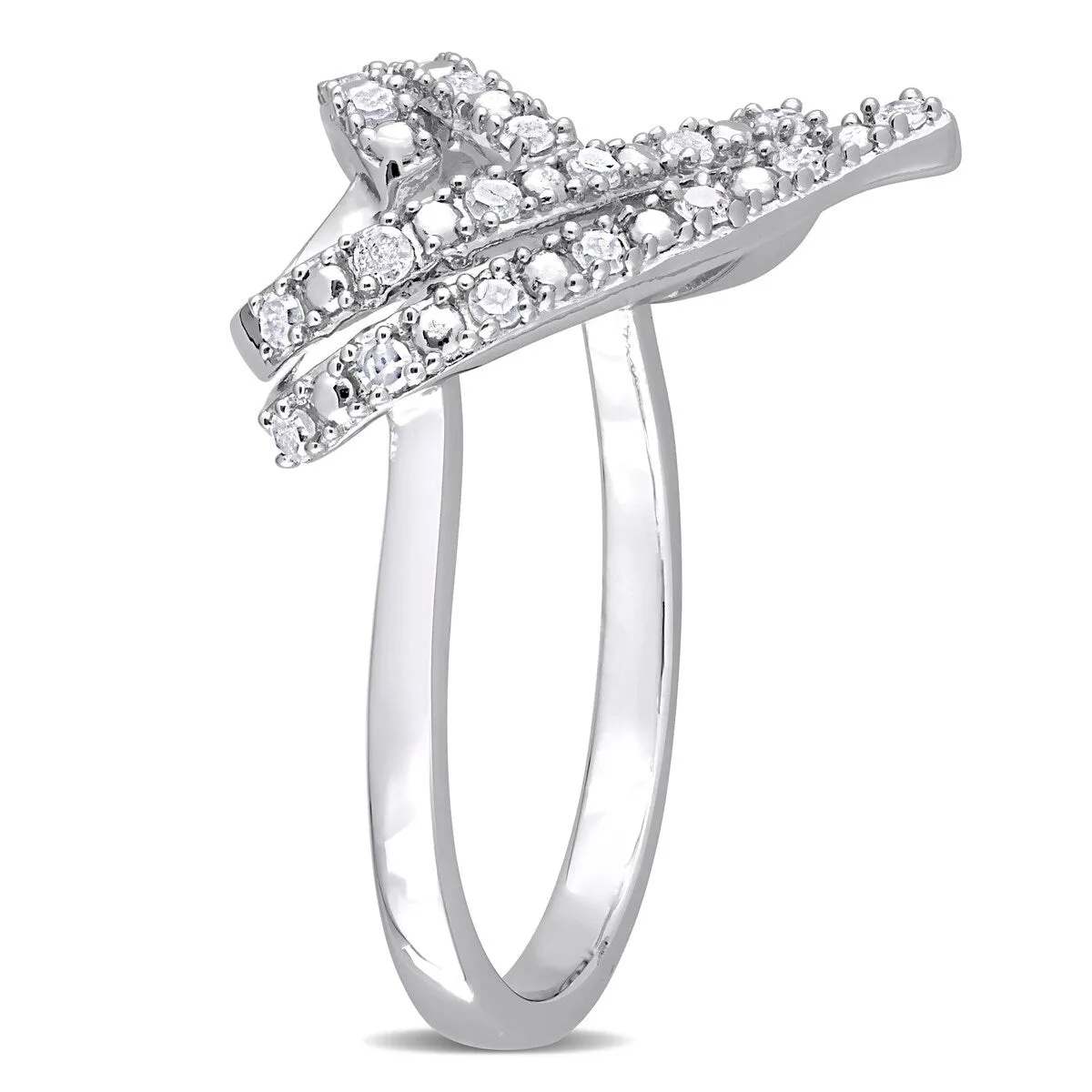 Miadora Sterling Silver 1/5ct TDW Diamond Open Double Heart Ring sold by Zulily product image thumbnail 3