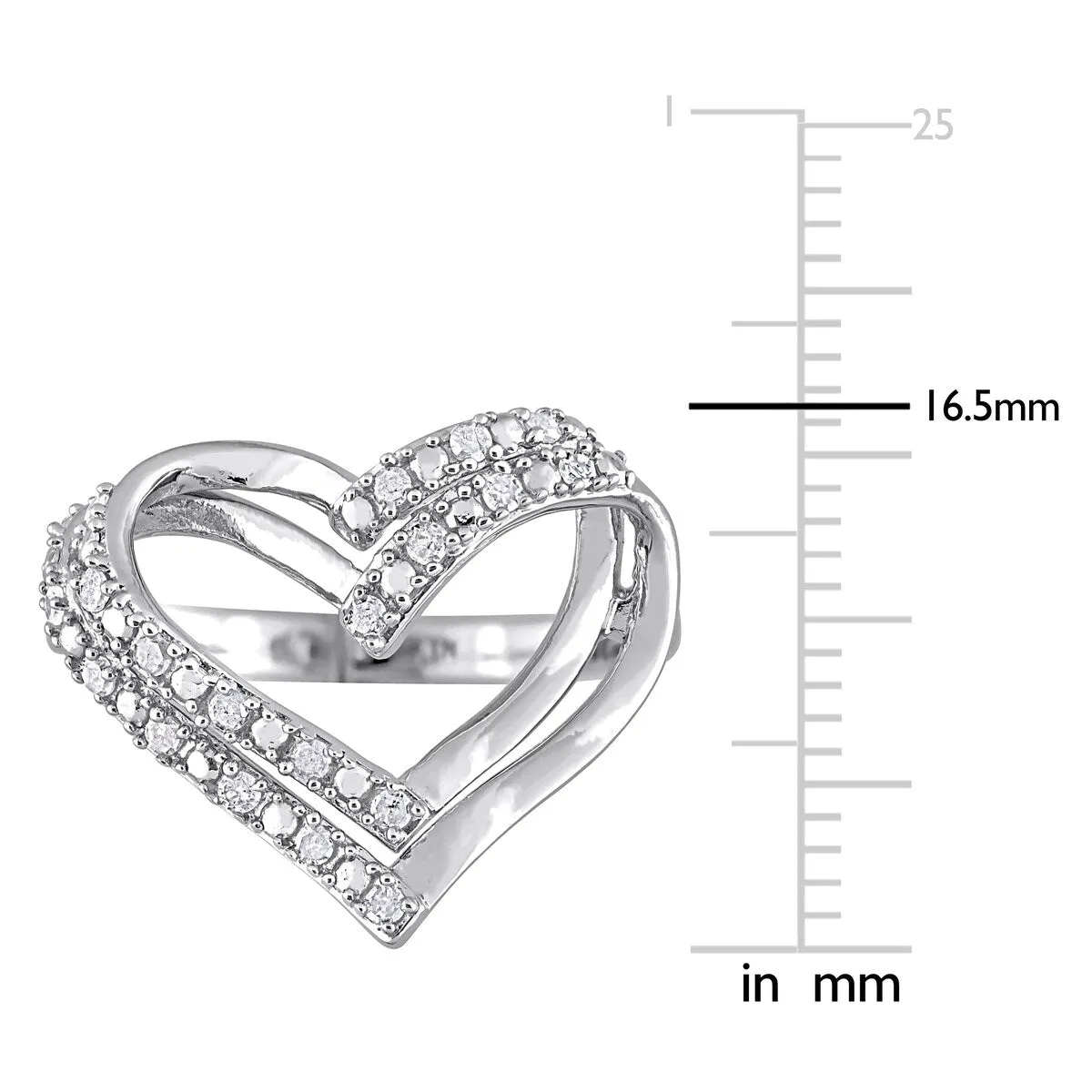 Miadora Sterling Silver 1/5ct TDW Diamond Open Double Heart Ring sold by Zulily product image thumbnail 5