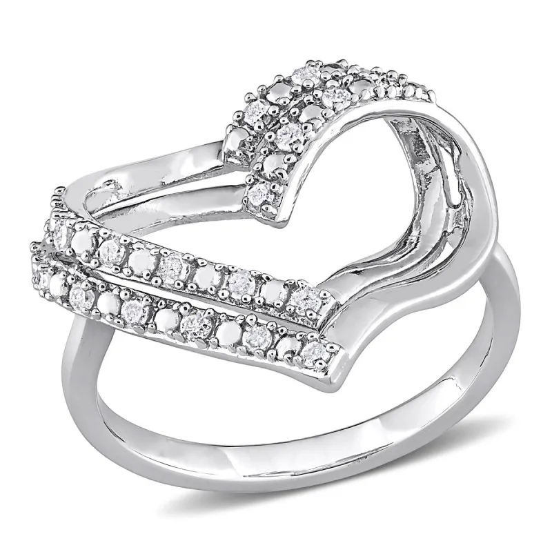 Miadora Sterling Silver 1/5ct TDW Diamond Open Double Heart Ring sold by Zulily