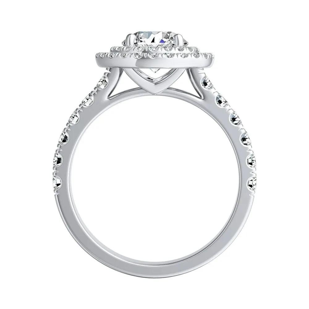 Auriya 1 1/2ct Round Moissanite and 3/4ctw Double Halo Diamond Engagement Ring 14K Gold sold by Zulily product image thumbnail 4