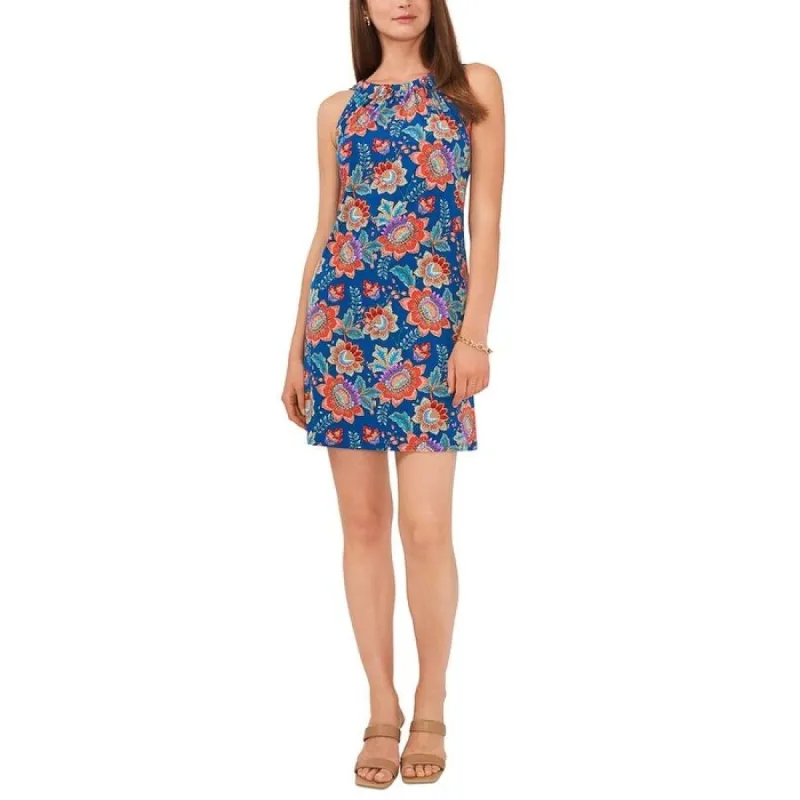 MSK Women's Printed Halter Dress Blue Size Petite X-Large made by MSK