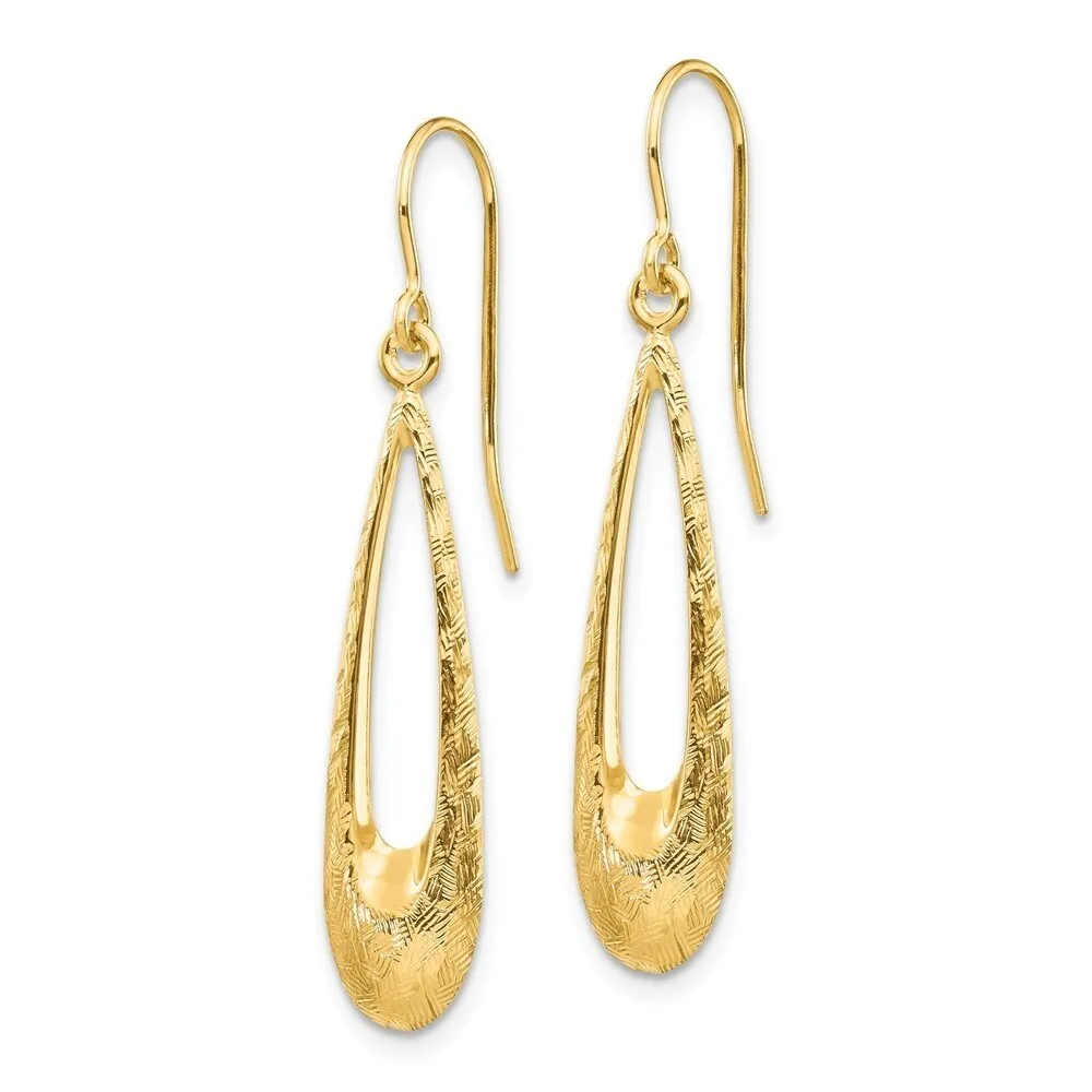 Curata 14k Yellow Gold 39x7mm Textured Teardrop Dangle Earrings sold by Zulily product image thumbnail 3