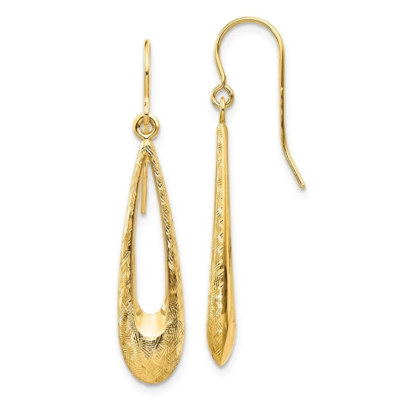 Curata 14k Yellow Gold 39x7mm Textured Teardrop Dangle Earrings sold by Zulily