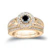 Auriya 3/5ctw Halo Black Diamond Engagement Ring Set 14k Gold sold by Zulily