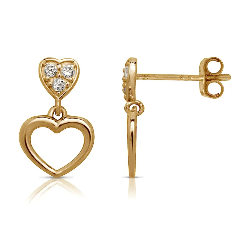 Curata 14k Gold Double Heart Cubic Zirconia Drop Post Stud Earrings sold by Zulily